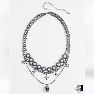 🆕️☠️ GOTHIC SKULL HEMATITE LAYERED NECKLACE☠️